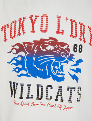 Boys Wildcats 68 Motif Cotton T-Shirt in Snow White - Tokyo Laundry Kids