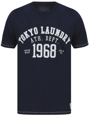 Larker Motif Cotton Jersey T-Shirt In Sky Captain Navy - Tokyo Laundry
