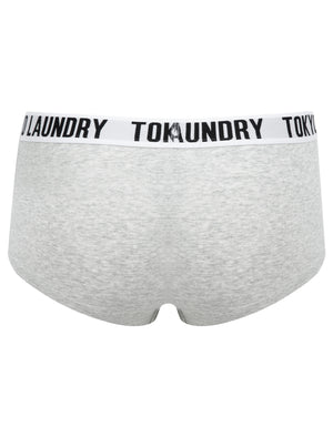 Liah (5 Pack) Cotton Assorted Short Boxer Briefs in Light Grey Marl / Jet Black / Optic White - Tokyo Laundry