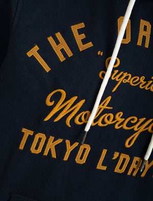 Logan Fleece Pullover Hoodie with Borg Lined Hood in Sky Captain Navy - Tokyo Laundry