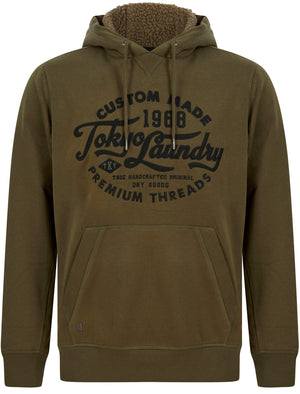 Luthor Fleece Pullover Hoodie with Borg Lined Hood in Amazon Khaki - Tokyo Laundry