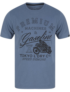 Machines Motif Cotton Jersey T-Shirt In Vintage Indigo - Tokyo Laundry