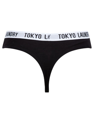 Milla (5 Pack) Cotton Assorted Thongs in Bridal Rose / Mid Grey Marl / Jet Black - Tokyo Laundry