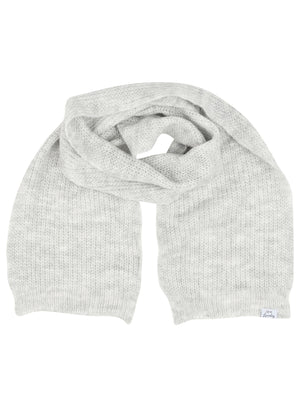 Women's Misty Brushed Wool Blend Cable Knitted Scarf in Light Grey Marl - Tokyo Laundry