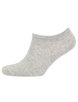 Hidden Crowe (3 Pack) Basic Cotton Rich Trainer Socks in White / Grey Marl / Black - Tokyo Laundry