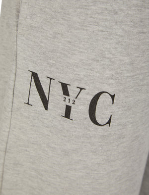 NYC 212 Motif Brushback Fleece Cuffed Joggers in Light Grey Marl - Tokyo Laundry