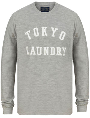 Norsk Felt Applique Loop Back Cotton Long Sleeve Top In Light Grey Marl - Tokyo Laundry
