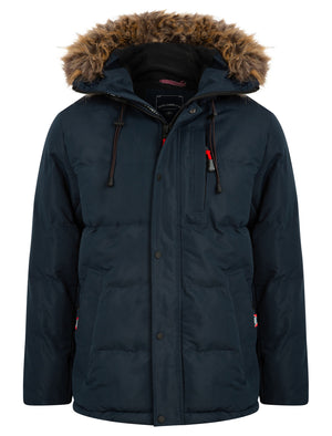 Pisces Taslon Quilted Puffer Coat with Hood In Sky Captain Navy - Tokyo Laundry