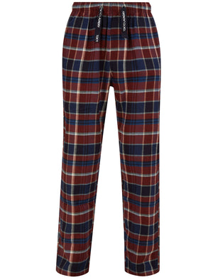 Portsdown Brushed Flannel Woven Checked Cotton Lounge Pants in Red / Navy  - Tokyo Laundry