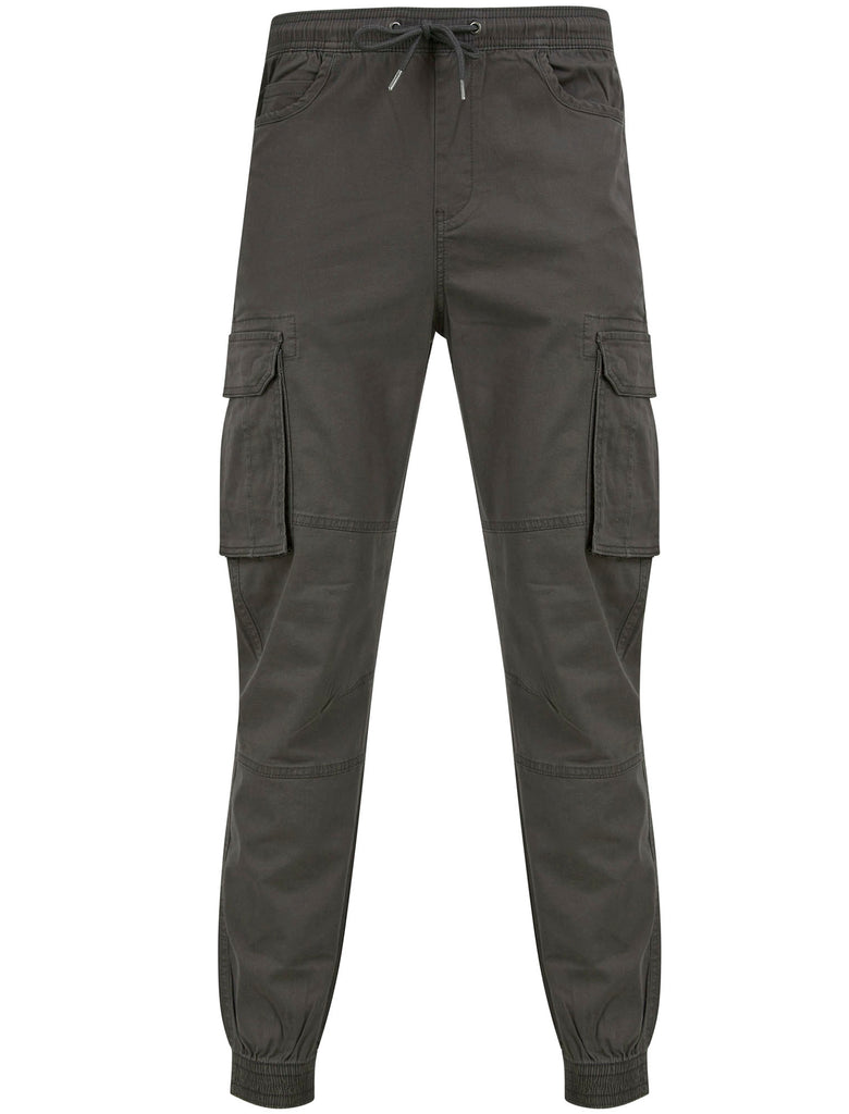 Kofi Stretch Cotton Blend Zip Pocket Cuffed Cargo Jogger Pants in