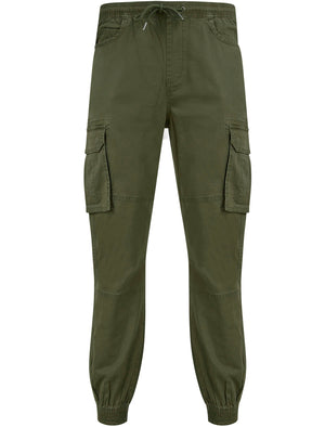 Rodeo Cotton Twill Cuffed Cargo Jogger Pants with Pockets in Grape Leaf - Tokyo Laundry
