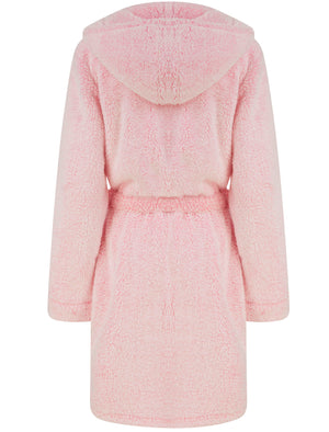 Women's Rosethorns Soft Fleece Tie Robe Dressing Gown with Hood in Pink - Tokyo Laundry