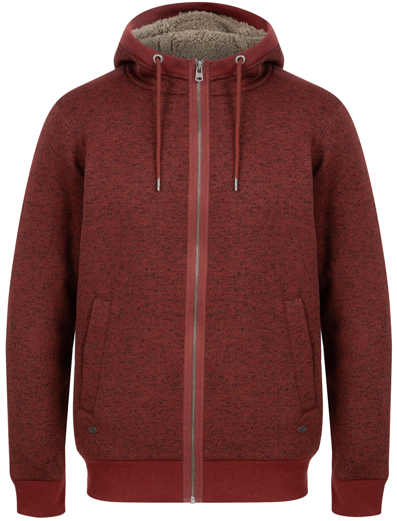 Saskatoon Chunky Zip Through Knitted Hoodie With Lining In Port Tokyo Laundry