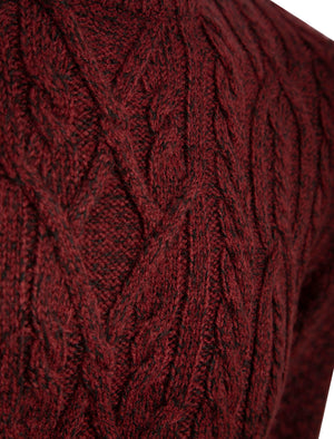 Scotby Chunky Cable Knitted Jumper in Oxblood Twist - Tokyo Laundry