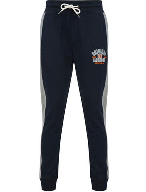 Spark Brushback Fleece Cuffed Joggers with Side Panel Detail in Sky Captain Navy - Tokyo Laundry