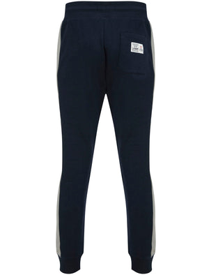Spark Brushback Fleece Cuffed Joggers with Side Panel Detail in Sky Captain Navy - Tokyo Laundry