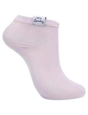Sparklet (2 Pack) Metallic Glitter Ankle Socks in Bright Pink / Dusty Pink - Tokyo Laundry