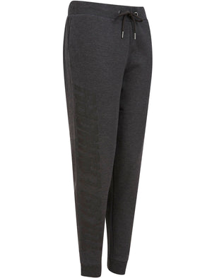 Sporty Brushback Fleece Cuffed Joggers in Charcoal Marl - Tokyo Laundry