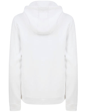 Sporty Motif Brushback Fleece Pullover Hoodie in Optic White - Tokyo Laundry