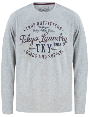 Stare Motif Cotton Jersey Long Sleeve Top In Light Grey Marl - Tokyo Laundry
