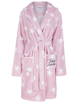 Women's Stars 2 Soft Fleece Tie Robe Dressing Gown with Hooded Ears in Winsome Lilac - Tokyo Laundry