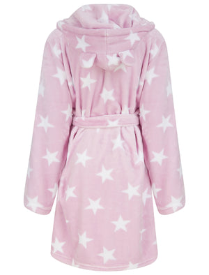 Women's Stars 2 Soft Fleece Tie Robe Dressing Gown with Hooded Ears in Winsome Lilac - Tokyo Laundry