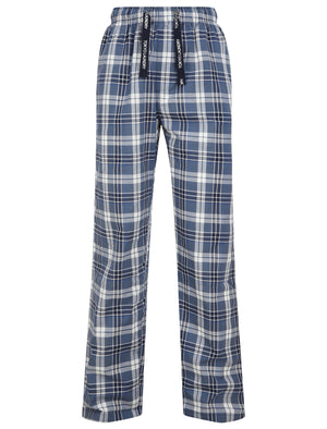 Summon Checked Cotton Lounge Pants in Medieval Blue - Tokyo Laundry