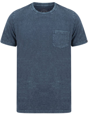 Tannan Acid Wash Cotton Jersey T-Shirt with Chest Pocket In Navy Blazer - Tokyo Laundry