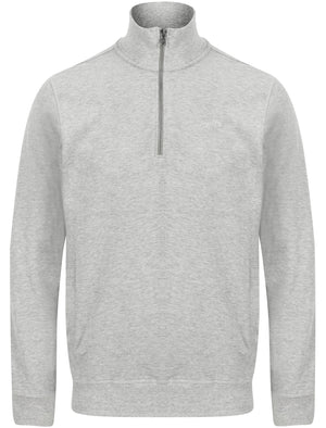 Timber Cotton Blend Half Zip Funnel Neck Pullover Sweat In Light Grey Marl - Tokyo Laundry