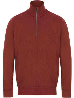 Timber Cotton Blend Half Zip Funnel Neck Pullover Sweat In Port - Tokyo Laundry
