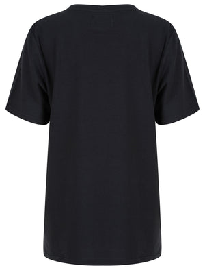 Valentina Sequin Motif Cotton Jersey T-Shirt in Jet Black - Tokyo Laundry