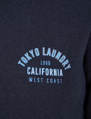 West Cali Brushback Fleece Zip Through Hoodie in Sky Captain Navy - Tokyo Laundry