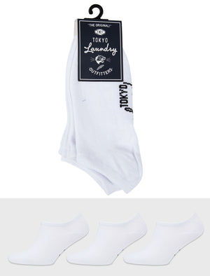 Hidden Crowe (3 Pack) Basic Cotton Rich Trainer Socks in Optic White - Tokyo Laundry
