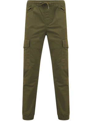 Xanthos Cotton Twill Cuffed Cargo Joggers In Grape Leaf - Tokyo Laundry