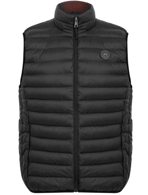 Mentari Quilted Puffer Gilet with Fleece Lined Collar in Jet Black / Burgundy - Tokyo Laundry