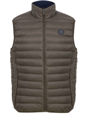 Yellin 2 Quilted Puffer Gilet with Fleece Lined Collar in Khaki - Tokyo Laundry