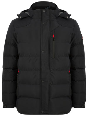 Yorkshire Quilted Puffer Coat with Hood In Jet Black - Tokyo Laundry