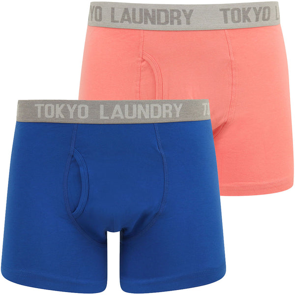 Bromley (2 Pack) Boxer Shorts Set in Sea Surf Blue / Peach Blossom - Tokyo Laundry