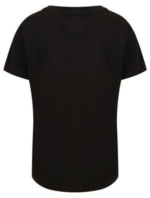 Galilea Neon Lettering Motif Cotton Jersey T-Shirt in Jet Black - Tokyo Laundry