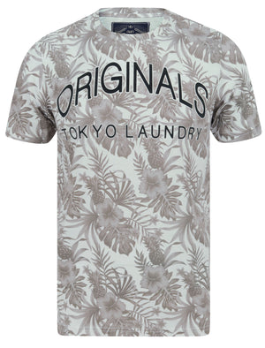 Kahaluu Motif Palm Print Cotton Jersey T-Shirt in Sea Foam Green - Tokyo Laundry