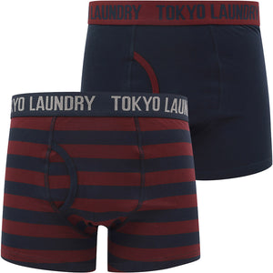 Nicholson (2 Pack) Striped Boxer Shorts Set in Port Royale / Sky Captain Navy - Tokyo Laundry