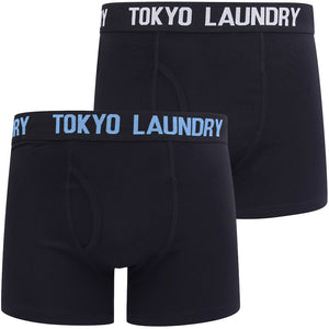 Oceana 2 (2 Pack) Boxer Shorts Set in Niagara Falls Blue / Light Grey Marl - Tokyo Laundry