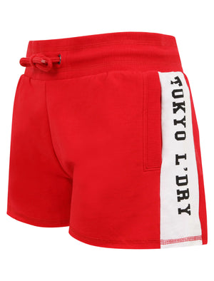 Vallde Sweat Shorts With Printed Side Panels in Barberry - Tokyo Laundry