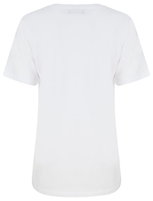 LTD LA Motif Cotton T-Shirt With Pearl Embellishments in Optic White - Weekend Vibes