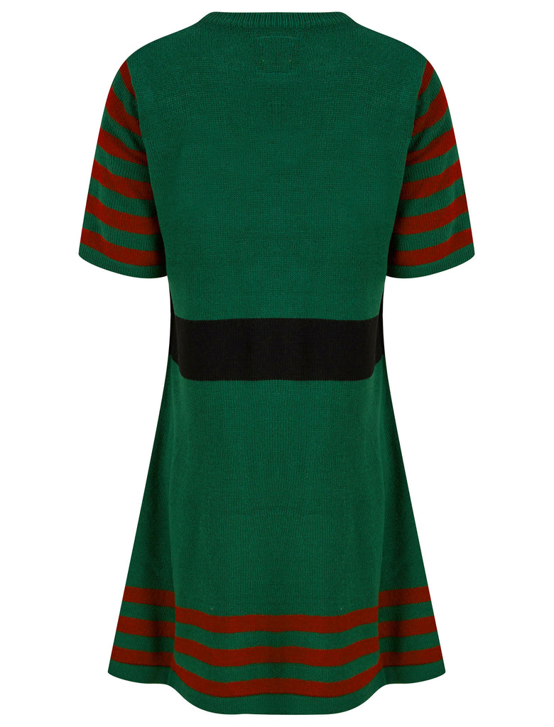Women's Elf Dress Novelty Knitted Christmas Jumper Skater Dress in Gre Tokyo Laundry Women's Elf Dress Novelty Knitted Christmas Jumper Skater Dress in Gre Tokyo Laundry