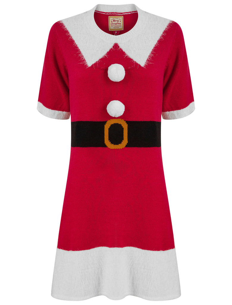Women's Mrs Claus Dress Novelty Knitted Christmas Jumper Skater Dress –  Tokyo Laundry