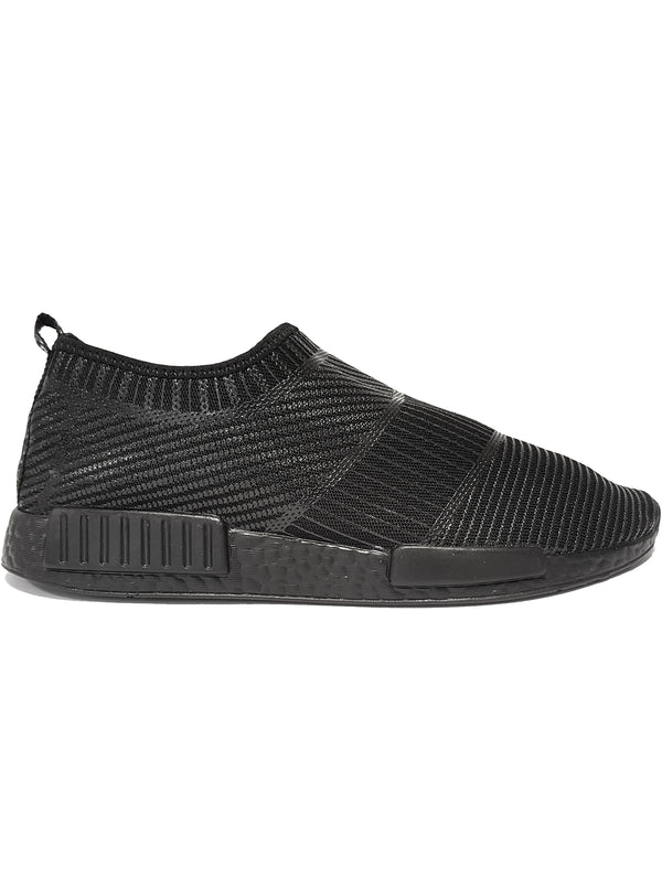 Mens Marion Printed Slip On Plimsolls in Black