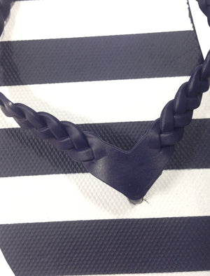Alice Striped Print Flip Flops in Navy
