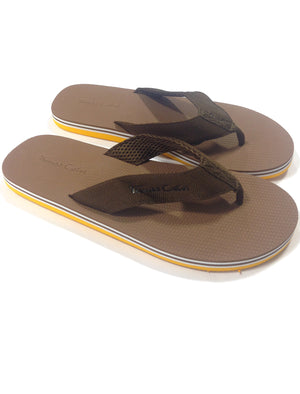 Mens Alister Cushioned Flip Flop Sandals in Brown