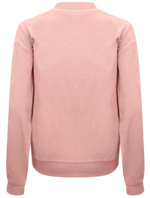 Mac Star Embroidered Velour Sweatshirt In Dusty Pink - Amara Reya